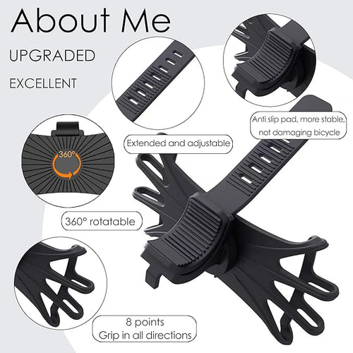 2026 Bike Phone Mount 2 Pack, 360° Rotation Silicone Phone Holders for iPhone and Samsung, for Most Smartphones and Handlebars, Easy Install - Black Upgraded Universal Bike Cell Phone Holder