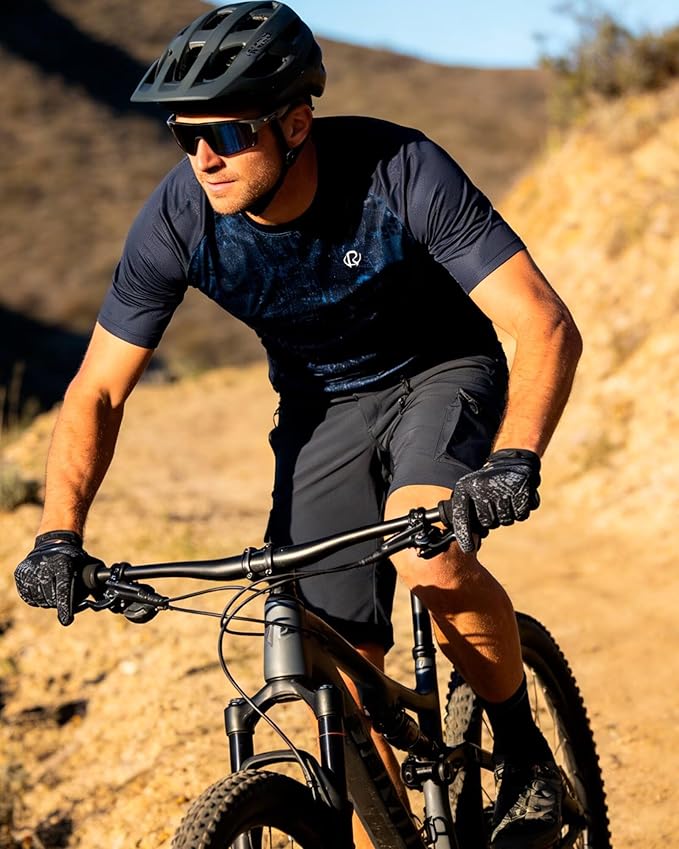 ROTTO Mens MTB Jersey Mountain Bike Cycling Shirt Short Sleeve for MTB BMX Downhill Wicking Quick Dry