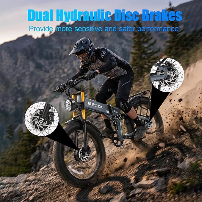 2026 Upgraded Dual Motors AWD Electric Bike for Adults 5000w/3000W/1500W Motor Dirt Ebike 40MPH/30MPH 52V/48V 30Ah/20Ah Battery Up to 90 Miles Long Range 26" Fat Tire Bicycle for Commute Mountains