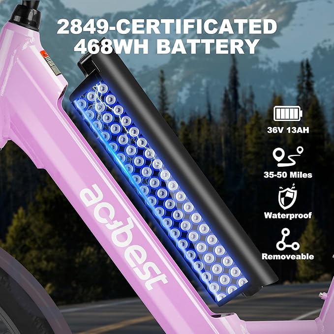 ACTBEST Core-Swept Electric Bike for Adults - 468Wh Removable Battery, Peak 750W Brushless Motor Cityrun Ebike,Up to 50 Miles, 26" Step Thru Commuter Electric Bicycle, with 7 Speed, E-Bikes
