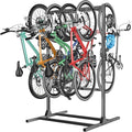 TORACK Freestanding Bike Storage Stand for Garage, Heavy Duty 7 Bikes and 7 Helmets Vertical Bike Storage Stand Floor Bikes Storage Rack