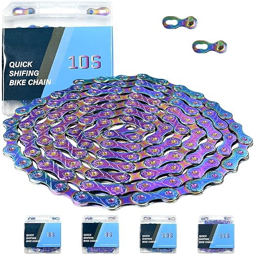 Rainbow 10 Speed Bike Chain, 1/2" x 11/128" 116 Links for Road Bike Mountain Bike (10 Speed Chain)