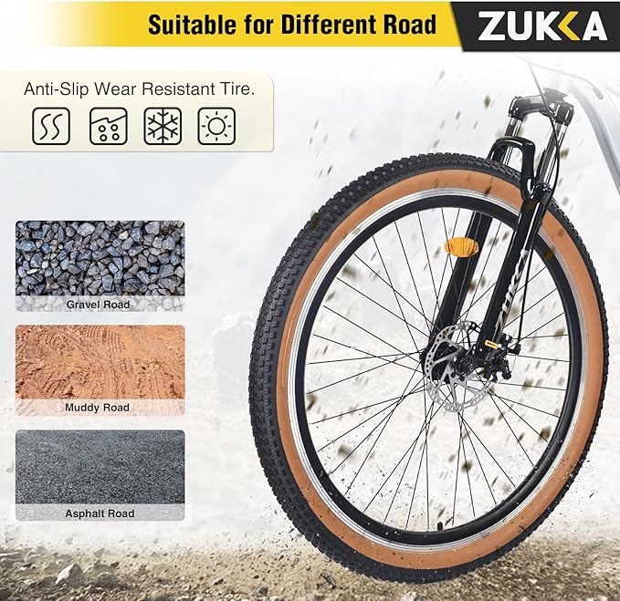 ZUKKA Bike Tire 20/24/26/27.5/29 x 2.125 Bike Tire 2 Pack Mountain Bike Tire Folding Replacement Tire for MTB Mountain Bike, Kids