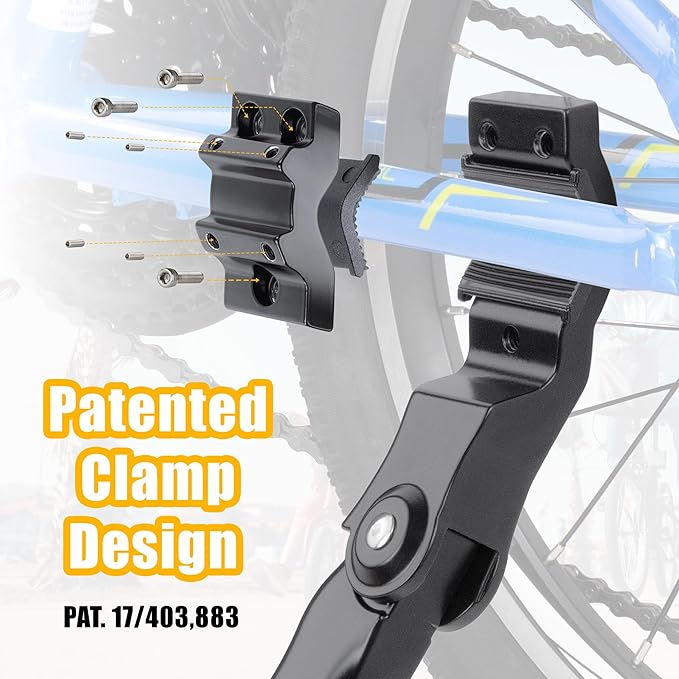 CyclingDeal Adjustable Rear Mount Bicycle Kickstand | Sturdy & Durable Bike Kickstand for 24-29" Adult & Kid Bicycles, MTB & 700C Road/Hybrid Bikes | Premium Quality Full Aluminium w/New Clamp Design