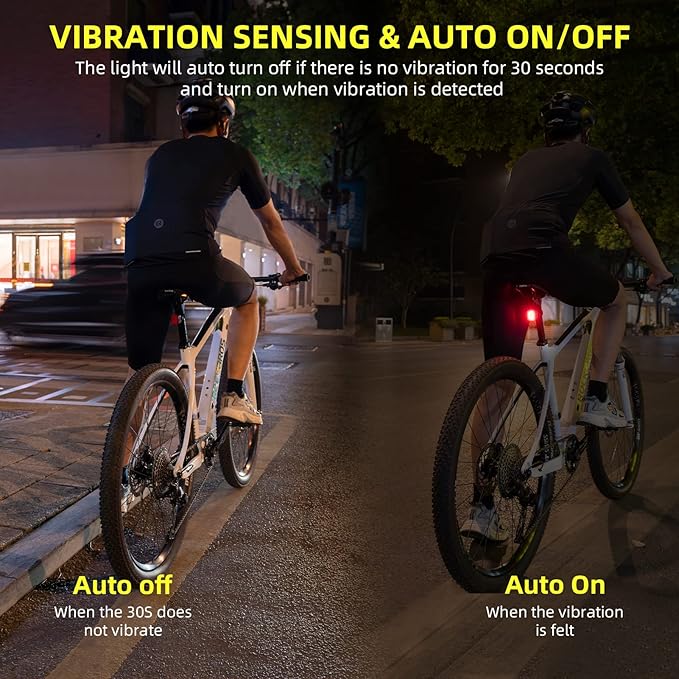 ROCKBROS Smart Bike Tail Light Brake Sensing Bicycle Rear Lights USB Rechargeable IPX6 Waterproof Bright LED Bike Light 260mah Cycling Safety Road BikeTaillight Accessories 4 Modes