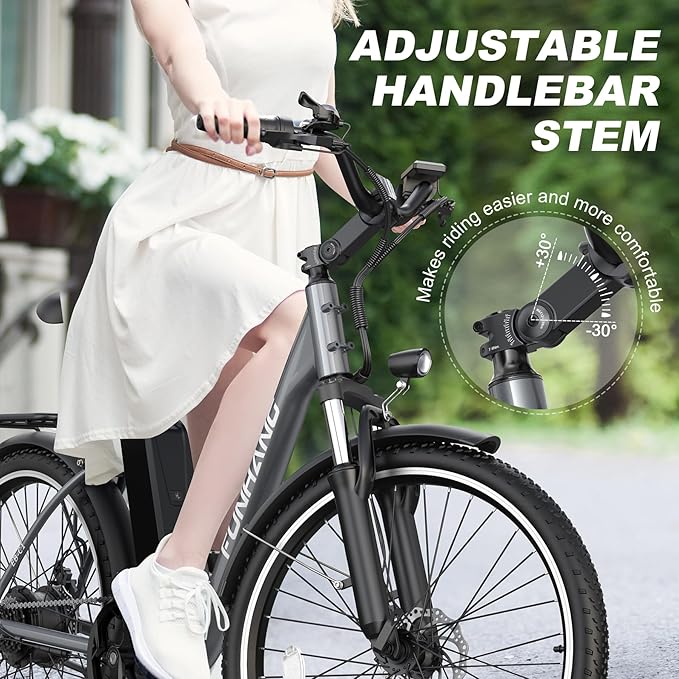 Electric Bike for Adults, 26" City Cruiser Ebike with 1000W Peak Motor, 21.7MPH 50 Miles Commuter Adult Electric Bicycles with 48V Battery, Adjustable Stem, 7-Speed, UL 2849 Certified
