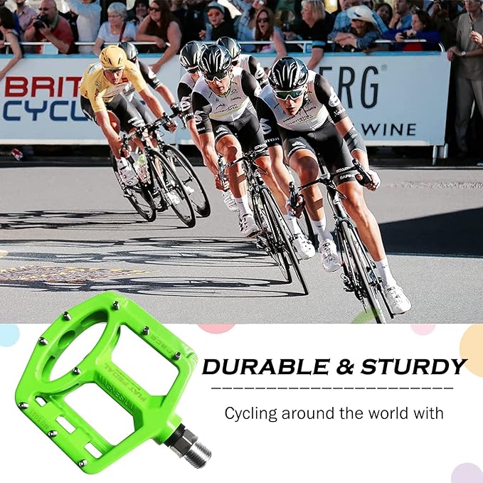 UPANBIKE Magnesium Alloy Bike Pedals 9/16'' Spindle Bearing High-Strength Non-Slip Large Flat Platform for Mountain Bike Road Bicycle
