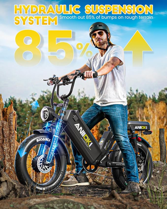 ANIIOKI AQ177 Pro Max eBikes for Adults, 200+ Miles Long Range Electric Bike, 28 MPH/32 MPH High Speed Commuting Ebikes, Full Suspension Ebike