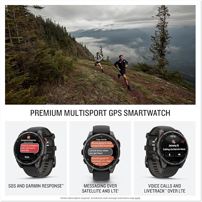 Garmin Fenix 8 Pro, 47mm, AMOLED Display, Premium Multisport GPS Smartwatch, inReach Technology for Emergency Survival, Health Tracking | Carbon Gray/Black, Signature Series Power Bundle
