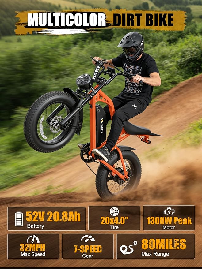 V100/V200 1500W Peak Electric Bike for Adults, 28MPH 48V13&20.8 Ah Removable Battery, 16/20"x4.0" Fat Tire, 7-Speed E-Bike with Dual Suspension – Commuter Ebike for Men & Women