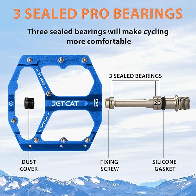 Mountain Bike Pedals Flat - MTB Pedals Flat, Bicycle Pedals, Road Bike Pedals, BMX Pedals, for BMX MTN Road Gravel EBike, Specialized Parts, Adults, Aluminum Metal Stamp 9/16"
