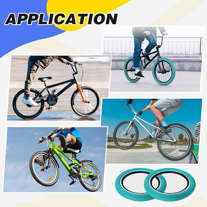 20 x 2.4 inch Bike tire Blue BMX tire 20 inch 2 Pack 20 Bike Tires,Kids Bike Tires Folding Replacement Tires Suitable for Bicycle Tires 20x2.35 20x2.4,20x2.5,3 Colors