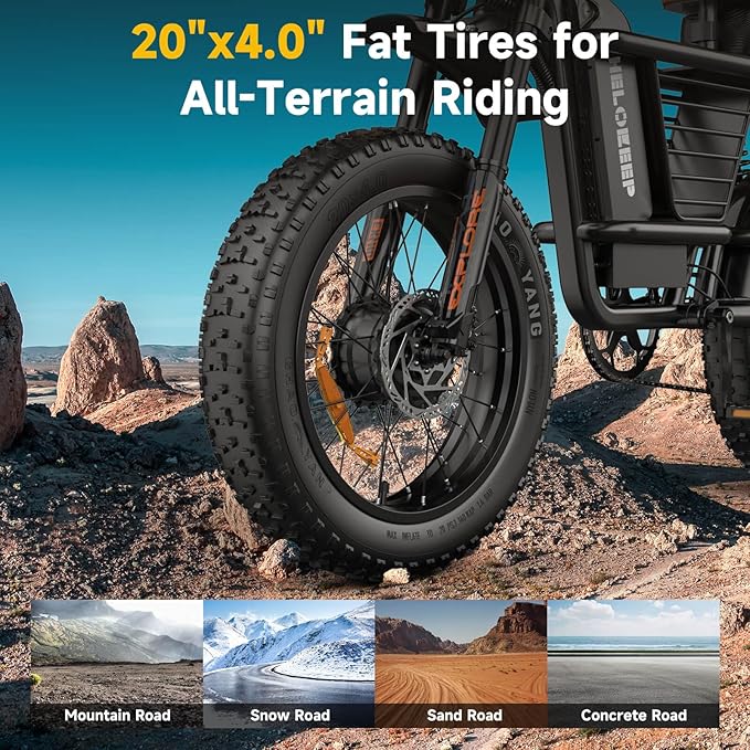 Electric Bike for Adults - 16/20 Inch Fat Tire Ebike, 750W/Peak 1500W Motor Ebike, 48V15.6AH Detachable Battery, 4 Riding Modes Electric Dirt Bike