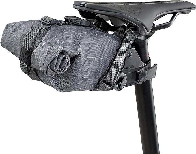 EVOC SEAT BAG TOUR saddle bag, Bicycle frame bag for more storage space on the seat post (size: M, 0.7 L storage space, abrasion-resistant, water-repellent, Hypalon reinforcement), Carbon Grey