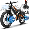 Electric Bike for Adults,5000W/3000W Peak Dual Motor ebike 35MPH E Bikes for Men Women,52V 32/23AH Battery, 80/100 Miles Range Ebike,26”Fat Tire Full Suspension E-Bike