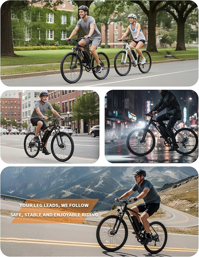 Electric Bike for Adults, 50/74 Miles 20 MPH Mountain EBike, Cadence/Torque Sensor with 500W Peak E Bike, 10.4/15.6Ah Removable Battery, 26“ Puncture-resistant Tires bike with Shimano 6-Speed