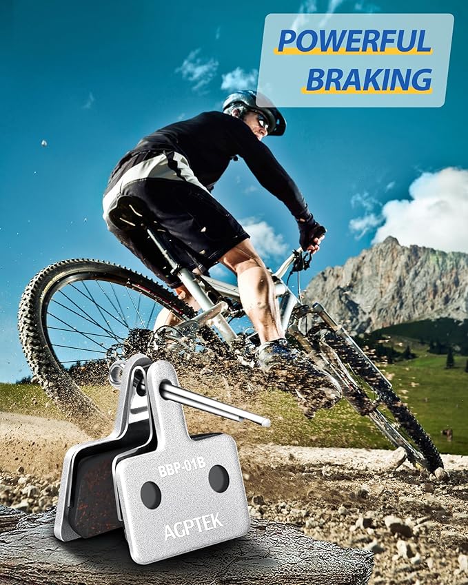 AGPTEK Bike Brake Pads, High-Performance Brake Pads, Disc Brake Pads & Spring (Semi-Metallic&Resin) for Mountain Bike Disc Brakes,Bike Pads Compatible with TRP Tektro Shimano Deore Br