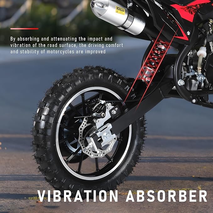 cdar Kids Dirt Bike, 49cc Gas Dirt Bike for Teens - 25MPH 2-Stroke Pit Bike with Hydraulic Disc Brakes & 10" Off-Road Tires Ages 13+ Max180lb Load Christmas for Boys Girl Red