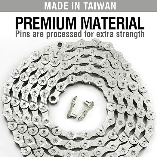 MARQUE 6/7/8 Speed Bike Chain - Bicycle Chain for Road & Mountain Bike, Quick Link Included for Easy Installation, 1/2 x 3/32 inch, 116 Links - MTB Chains Replacement (1 Set, 6/7/8 Speed Chain)
