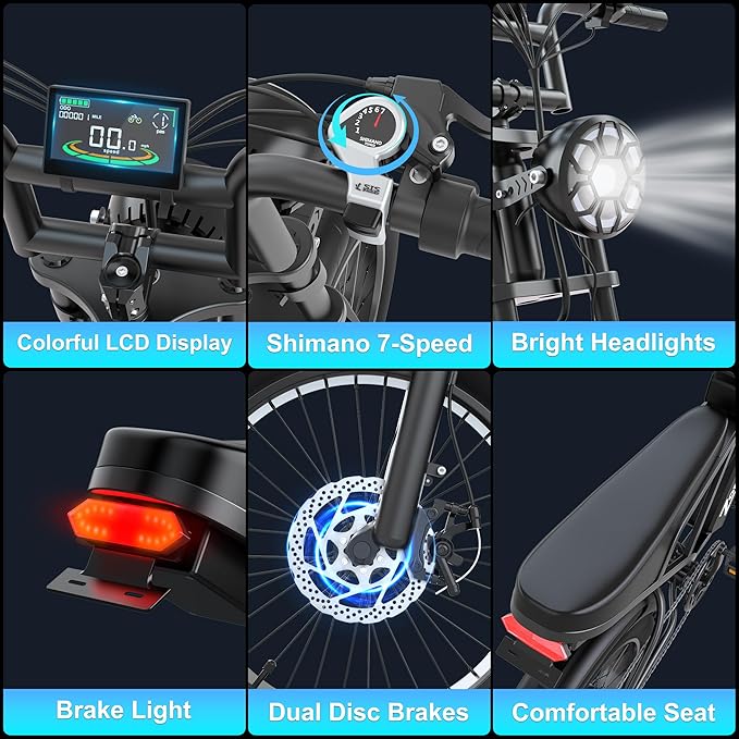 Electric Bike for Adults,48V 20AH - Peak Power 1500/3000W Brushless Motor Electric Bicycle - Max Speed 31-35MPH - Max 80 Miles Range - 20" x 4.0" Fat Tire Dirt E-Bike,7-Speed - UL 2849