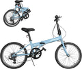 SUNCROWN 20 Inch Folding Bike, 7-Speed Lightweight Foldable Bicycle with V Brake & Adjustable Handlebars and Seat Collapsible City Commuter Bike for Adults, Men, Women & Teenagers