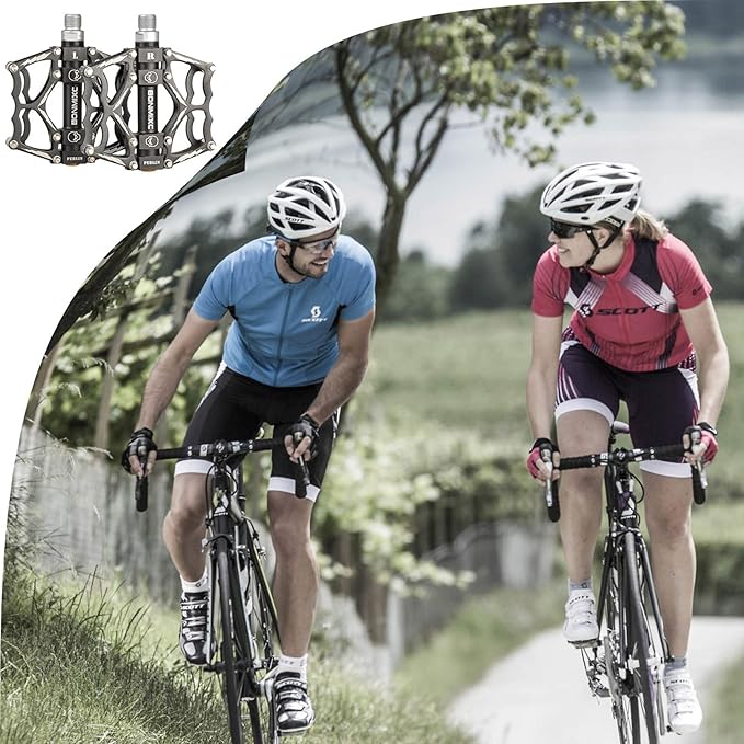 Bike Pedals 9/16" Skull Pattern Mountain Bike Pedals Sealed Bearing Bicycle Pedals Aluminum Alloy Flat Road Bike Pedals