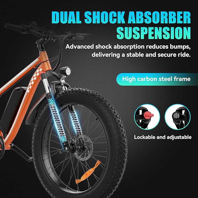 [UL Certified] Electric Bike for Adults with Peak 1500W Brushless Motor, 48V 15AH 35-60 Miles Battery Electric Bicycle, 26" Fat Tire Mountain Bike 28MPH 7 Speed Gears Ebike for Work,Off Road