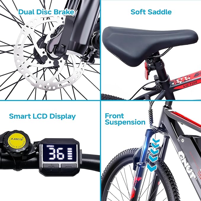 Electric Bike for Adults & Teens - 350W 26" Victor Ebike - 21-Speed, 20Mph Up to 40Miles with Dual Disc Brakes, Commuter E-MTB for Men Women | UL 2849 Certified