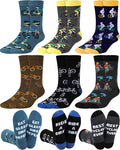 Eurzom 6 Pairs Funny Bike Socks for Men Novelty Cycling Cotton Casual Socks Birthday Holiday Gift for Outdoor Biking Lover