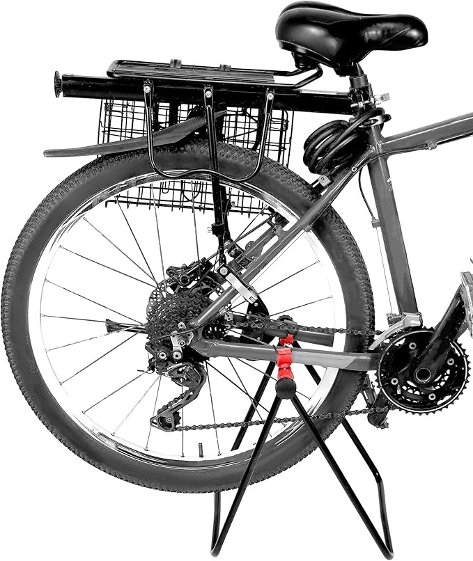 QWORK Bicycle Floor Stand 2 Pack – Foldable Steel Repair & Storage Rack for Road, MTB & Hybrid Bikes