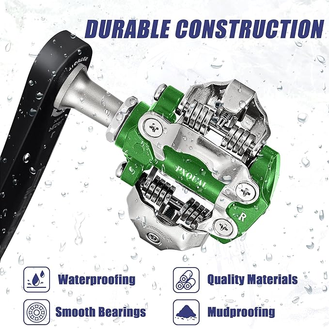 SPD Bike Pedals, 9/16 "Mountain Bike Pedal, Aluminum Alloy Sealed Clipless Pedals Compatible with SPD Type Cleats - Easy Clip in & Out