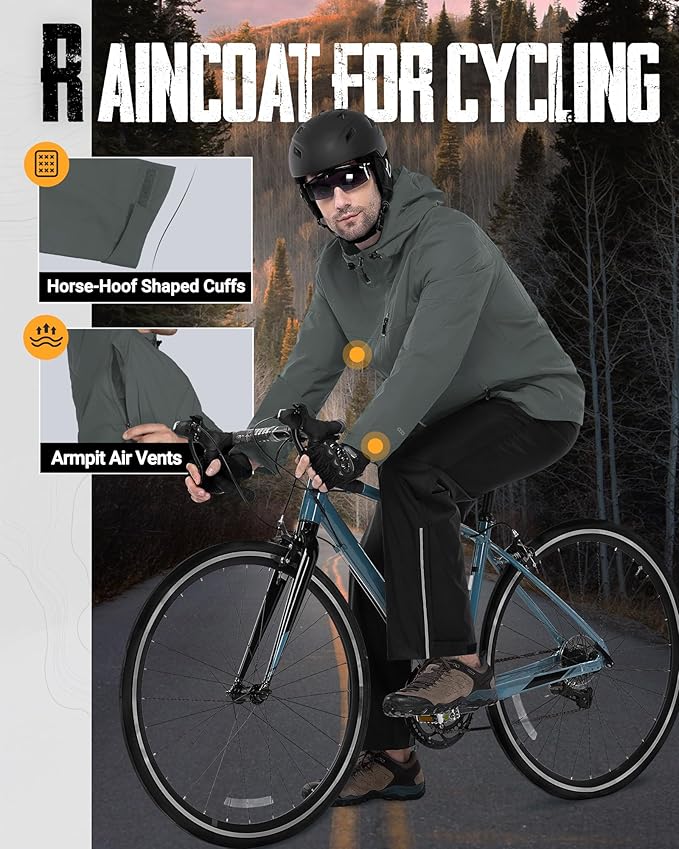 33,000ft Men's Packable Rain Jacket Lightweight Rain Shell Jacket with Hood Waterproof Raincoat for Cycling