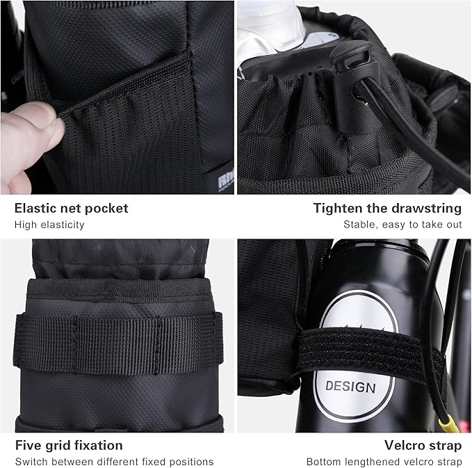 Rhinowalk Bike Handlebar Water Bottle Bag Drink Cup Holder Bicycle Front Insulated Stem Bag