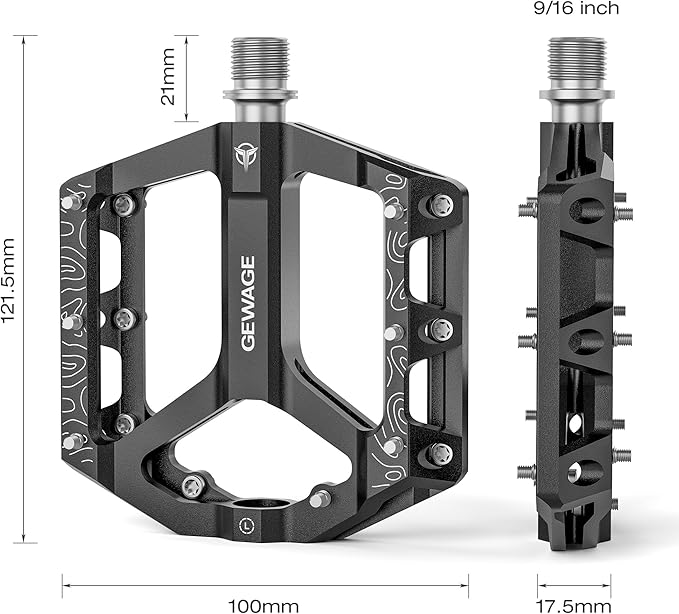 Road/Mountain Bike Pedals -Non-Slip Bicycle Flat Pedals Aluminum 9/16" - 3 Sealed Bearing Lightweight Platform Pedals for Road Mountain BMX MTB Bike