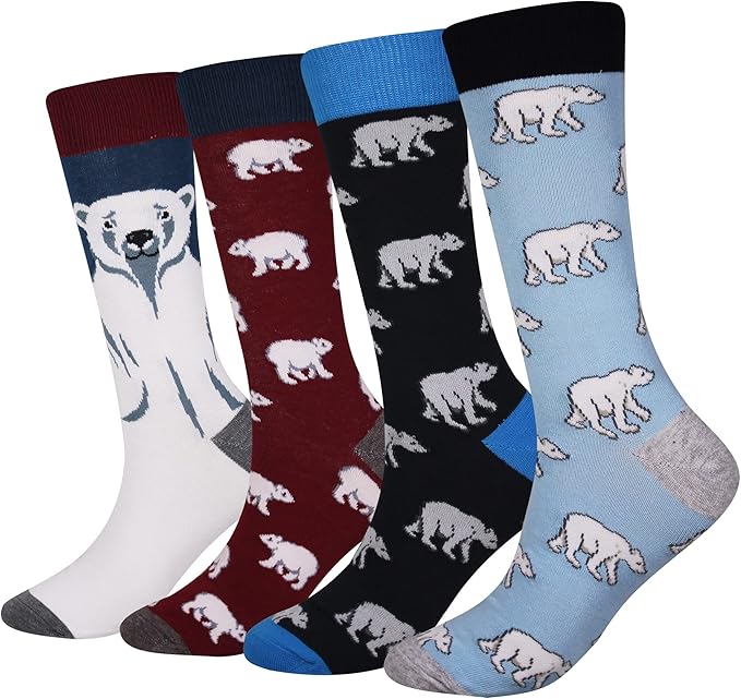 Cansok Men's 2/4 Packs Fun Crazy Novelty Dress Crew Socks