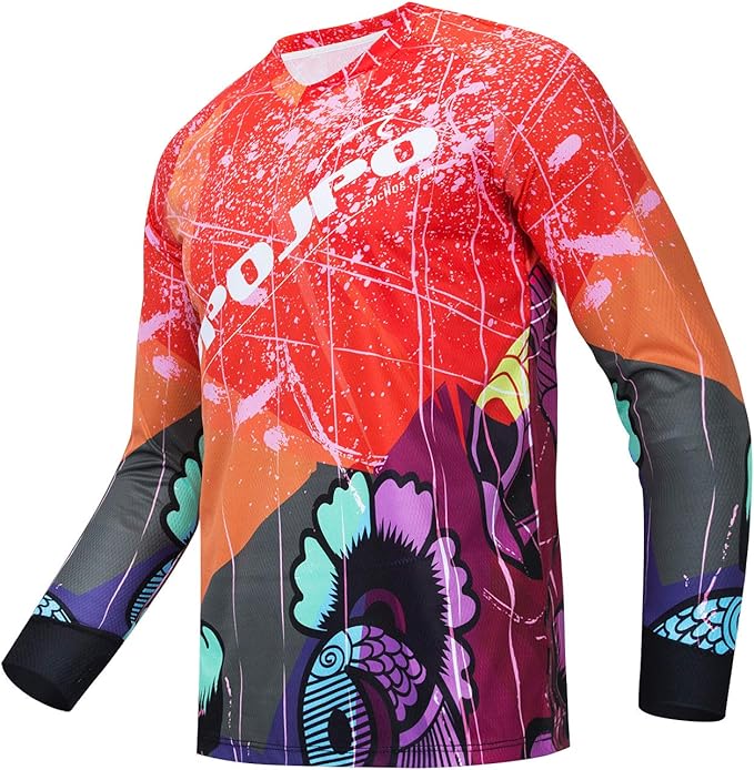 PSPORT Men's Motocross Jersey Long Sleeve Motocross Shirt Men Mountain Dirt Bike Jersey Downhill Riding Racing Clothing Tops