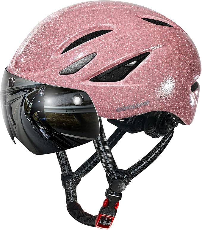 Odoland Bike Helmet with Magnetic Sun Visor for Adults, Glasses-Friendly Design Adjustable Dial Cycling Helmet for Men & Women, Urban Riding Bicycle Helmet for Mountain, Road, E-Bike, Commuting