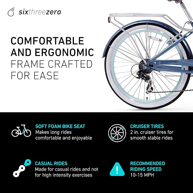 sixthreezero EVRYjourney Women's Beach Cruiser Bike, Step-Through Touring Hybrid Bicycle
