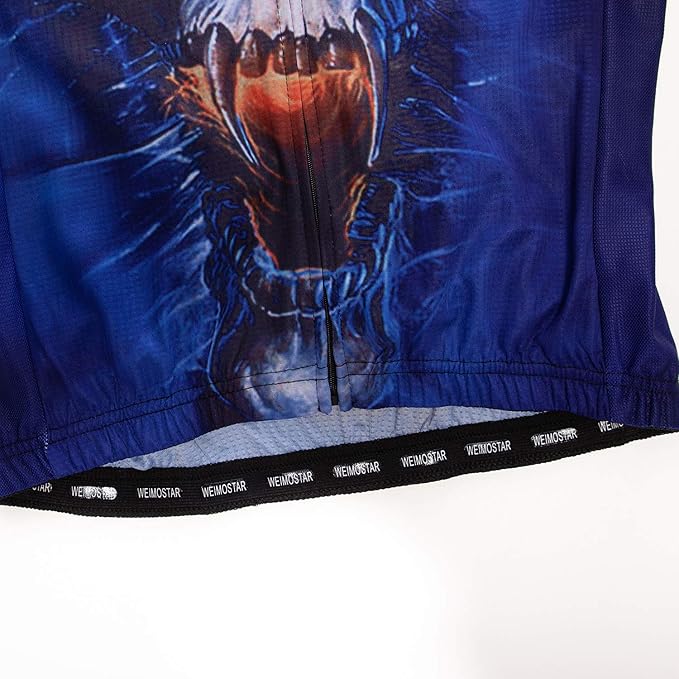 Men Cycling Jersey Skull Bike Short Sleeve Tops Quick-Dry Reflective 3-Pockets S-3XL