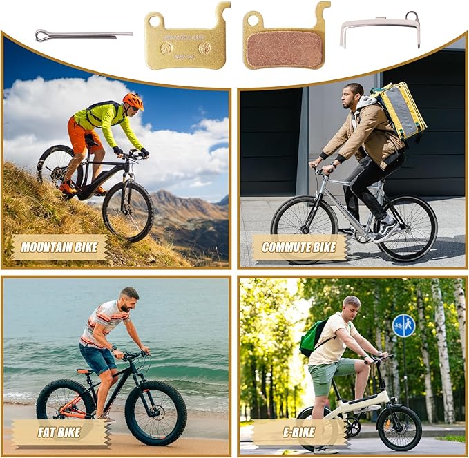 BUCKLOS Bike Disc Brake Pads - Bicycle Disk Brake Pads for Zoom/Shimano Deore XT XTR LX SLX Hone Alfine Saint for Ebike/Mountain Bike/Electric Bike/Road/Scooter