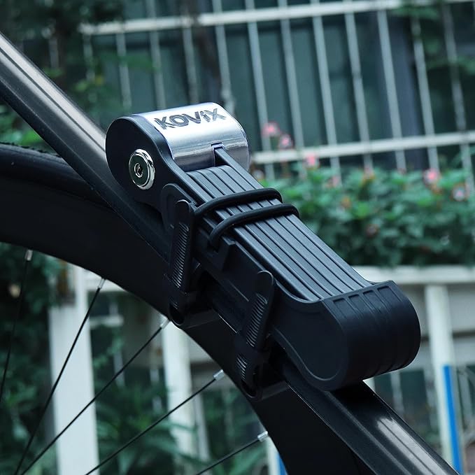 Kovix Folding Bike Lock,120dB Alarm Compact Lightweight High Security Anti-Theft Foldable Bicycle Lock with 3 Keys and Mount for E-Bikes Scooter Road Mountain Bike
