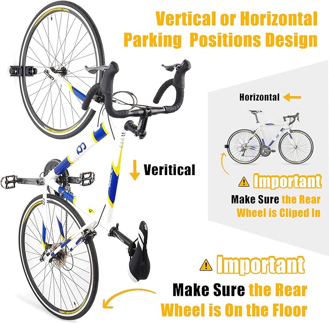 CyclingDeal Road Bike Bicycle Clip Storage Wall Mount Rack - Premium Quality Clip for Outdoor and Indoor - Safe & Secure for Road Hybrid Bikes - Store Bicycles in Garage or Home