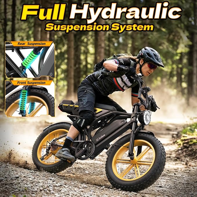 TST Electric Bike for Adults 1500W Peak 20" Fat Tire All-Terrain E-Bike 60/130 Miles 28 MPH Electric Dirt Bike - 48V 15/30 AH Battery Tested to UL 2849 Powered Electric Bicycle