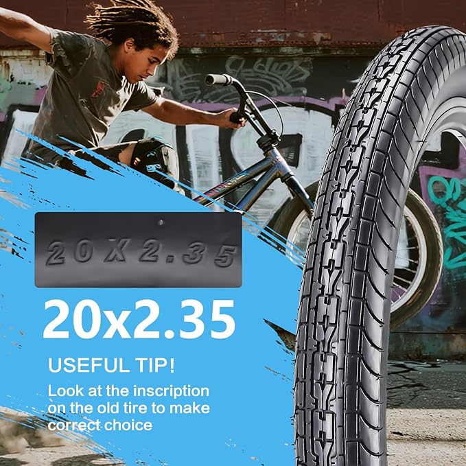 SIMEIQI 26x2.35 20x2.35 Inch Cruiser Beach Bike Tire Black White Wall or Brown Cream Wall Folding Replacement Bicycle Tire for Hybrid City Commuter Trail