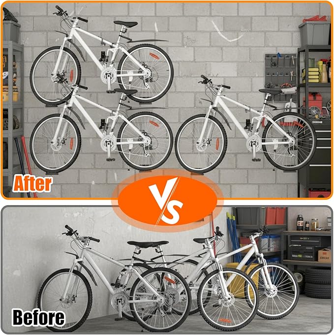 3 Pack Bike Pedal Hanger Wall Mount, Bike Display Stand for Wall, Horizontal Bikes Hanger Holds 70 Lbs, Suitable as Bicycle Rack Garage Bikes Storage Shed and Bicycle Storage Indoor