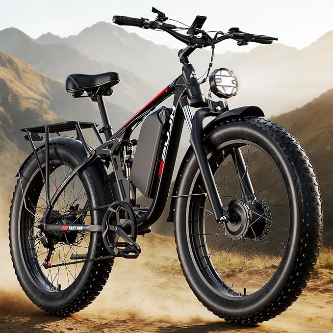 4000W Dual Motor Ebike with 52V 25Ah Removable Battery for Adults,Max Speed 38MPH Up to 100 Miles,24" Fat Tire Electric Bike for Snow Off-Road Commuter Mountain E-Bike for Men