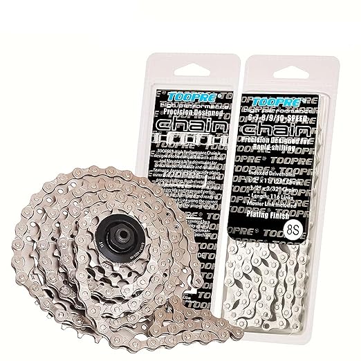 Toopre 6/7/8-Speed Bicycle Chain - 1/2x3/32 Inch Racing-Grade Steel Chain with 116 Links for Road and Mountain Bikes