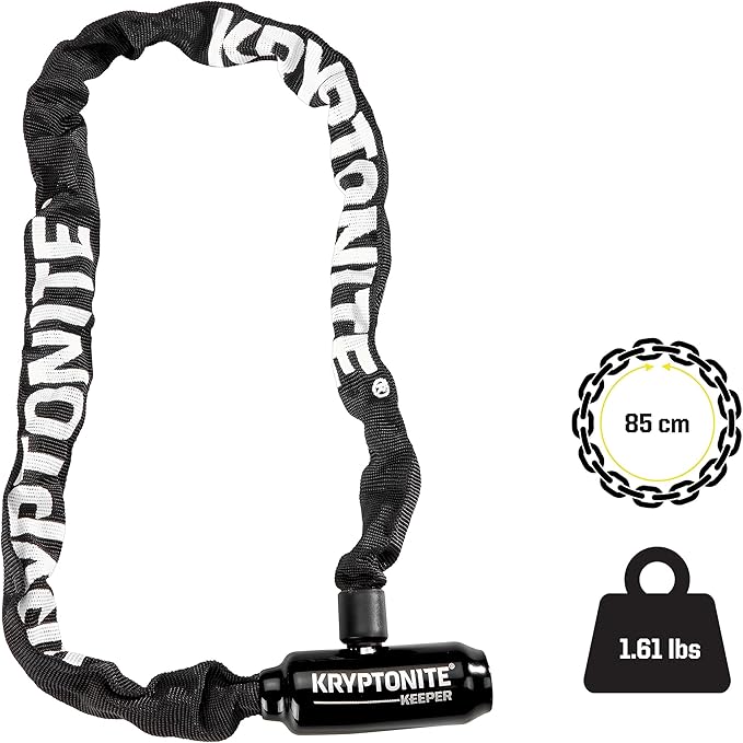 Kryptonite Keeper 585 Bike Chain Lock, 2.7 Feet Long Heavy Duty Anti-Theft Bicycle Chain Lock with Keys for Bike, Motorcycle, Scooter, Bicycle, Door, Gate, Fence