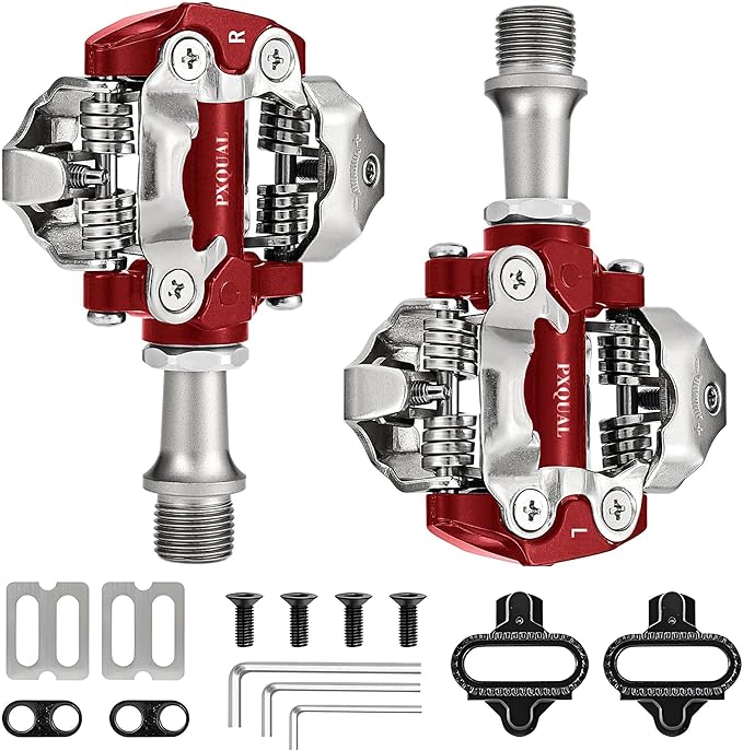 SPD Bike Pedals, 9/16 "Mountain Bike Pedal, Aluminum Alloy Sealed Clipless Pedals Compatible with SPD Type Cleats - Easy Clip in & Out