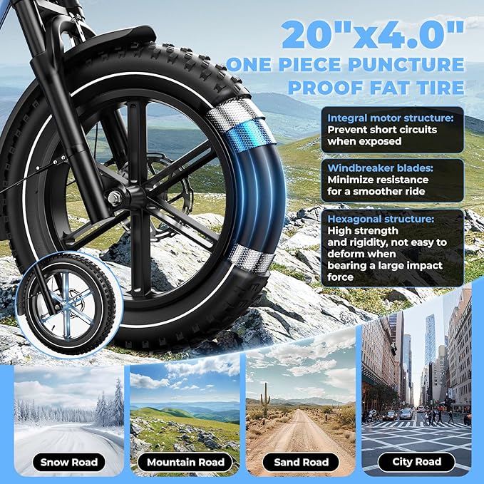 Dual Battery Electric Bike for Adults, 160 Miles Long Range Cargo Ebike with 48V 60AH Removable Battery, 1450W Peak Motor 34MPH Electric Bicycle, 20" x 4" Fat Tire Hydraulic Disc Brakes E Bike Grey